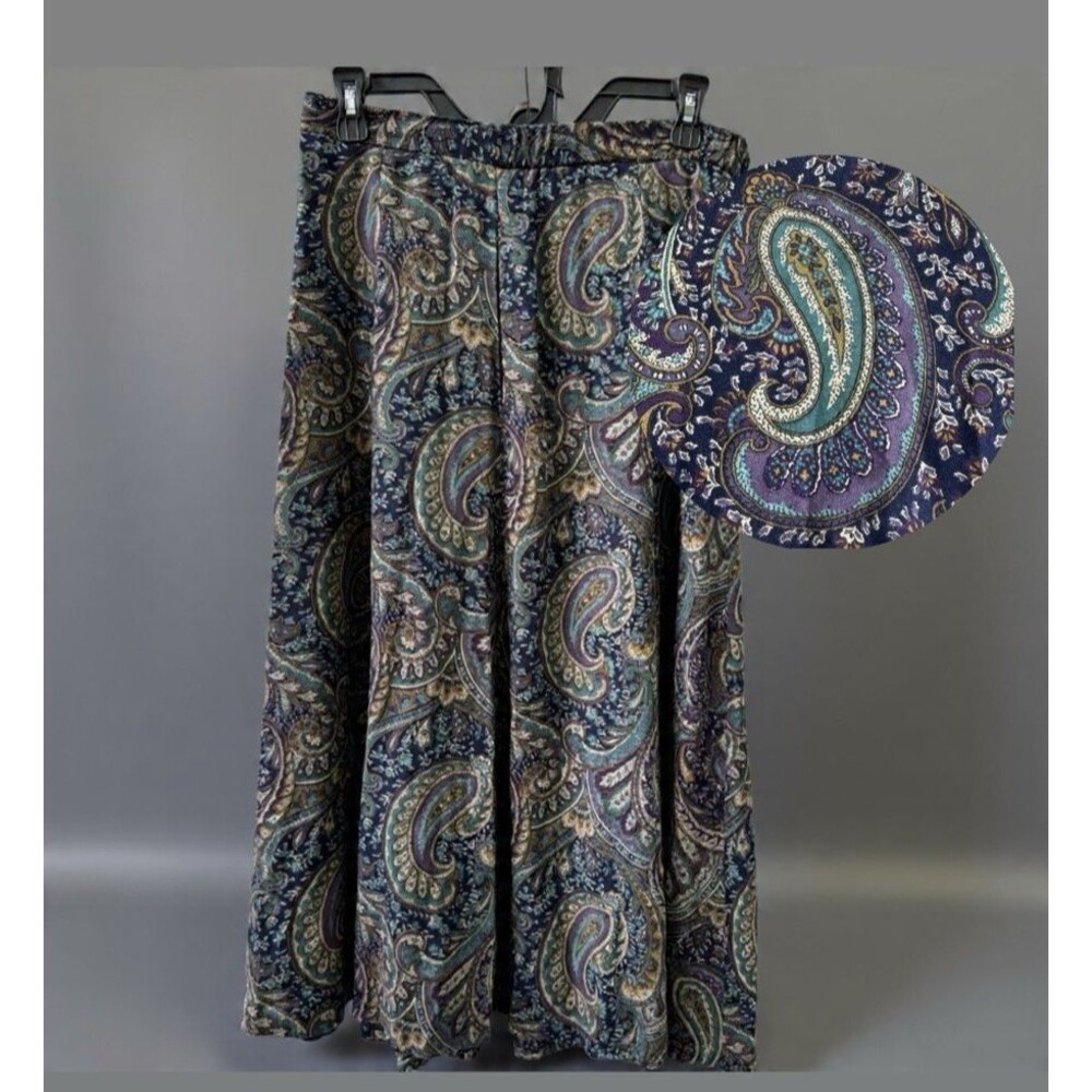 Koret Midi Skirt Women's 10 Brown Purple Paisley A Line Vintage Rayon Skirt